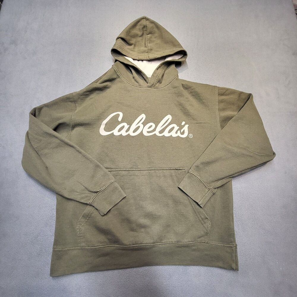 Cabelas Hoodie Mens M Green Pullover Sweatshirt Long Sleeve Graphic